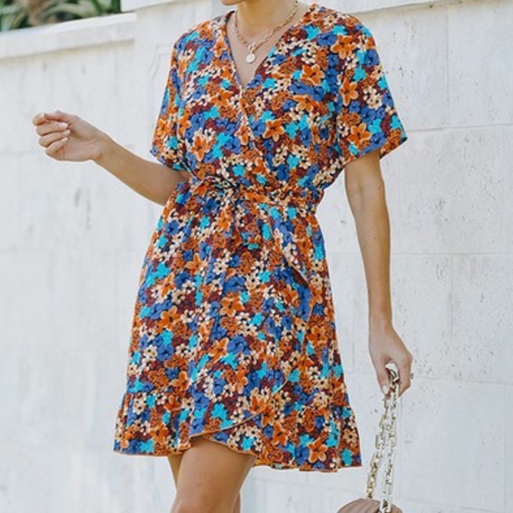 Floral ruffle mini dress